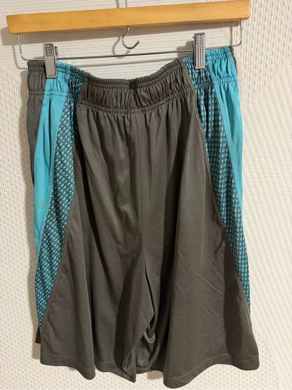 Men's Athletic Shorts with Teal Accent - Performance Gray